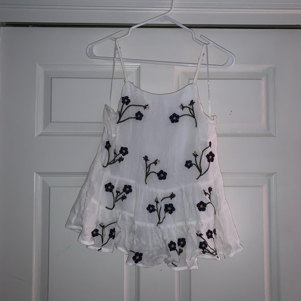 white floral detail tank top